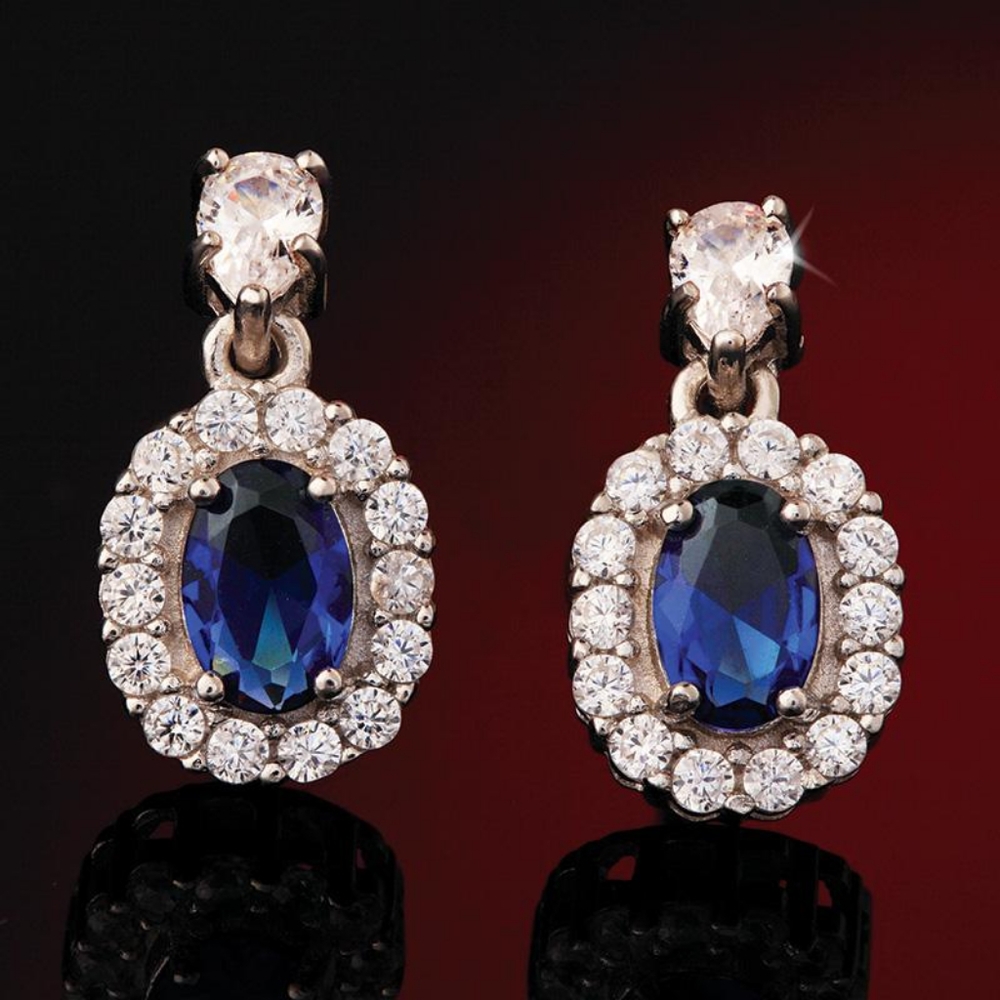 Blue Hope DiamondAura/Blue Sapphire Earrings